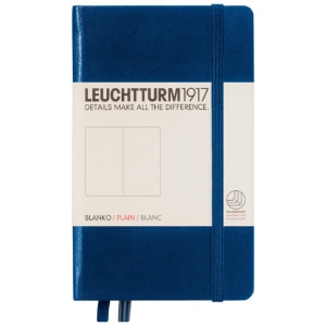 LEUCHTTURM1917 Notebook Pocket A6 Hardcover 3-1/2"x6" Plain Navy