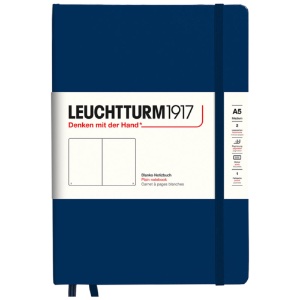 LEUCHTTURM1917 Notebook Medium A5 Hardcover 5-3/4"x8-1/4" Plain Navy