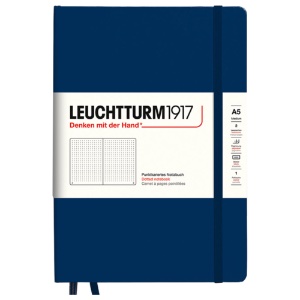 LEUCHTTURM1917 Notebook Medium A5 Hardcover 5-3/4"x8-1/4" Dot Navy