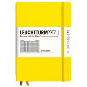LEUCHTTURM1917 Notebook Medium A5 Hardcover 5-3/4"x8-1/4" Square Lemon