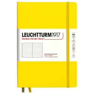 LEUCHTTURM1917 Notebook Medium A5 Hardcover 5-3/4"x8-1/4" Dot Lemon
