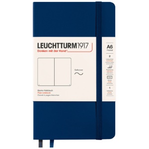 LEUCHTTURM1917 Notebook Pocket A6 Softcover 3-1/2"x6" Plain Navy