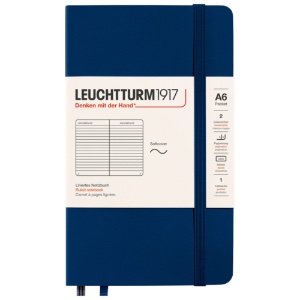 LEUCHTTURM1917 Notebook Pocket A6 Softcover 3-1/2"x6" Ruled Navy