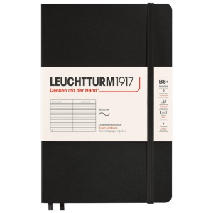 LEUCHTTURM1917 Notebook Paperback B6+ Softcover 5"x7-1/2" Ruled Black