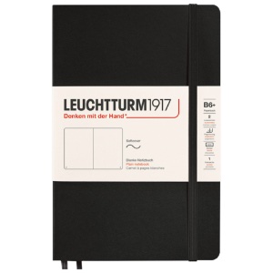 LEUCHTTURM1917 Notebook Paperback B6+ Softcover 5"x7-1/2" Plain Black
