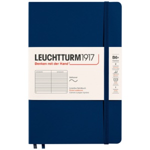 LEUCHTTURM1917 Notebook Paperback B6+ Softcover 5"x7-1/2" Ruled Navy