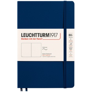 LEUCHTTURM1917 Notebook Paperback B6+ Softcover 5"x7-1/2" Plain Navy