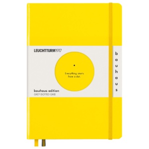 LEUCHTTURM1917 Bauhaus Notebook Medium A5 Hardcover 5-3/4"x8-1/2" Dot Lemon
