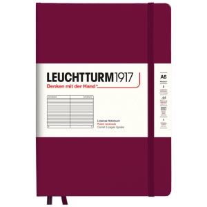 LEUCHTTURM1917 Notebook Medium A5 Hardcover 5-3/4"x8-1/4" Ruled Port Red
