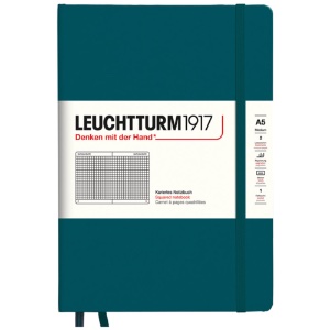 LEUCHTTURM1917 Notebook Medium A5 Hardcover 5-3/4"x8-1/4" Square Pacific