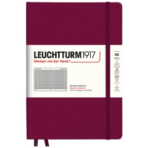 LEUCHTTURM1917 Notebook Medium A5 Hardcover 5-3/4"x8-1/4" Square Port Red
