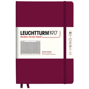 Leuchtturm1917 A5 Notebook Medium Hardcover Square 5.8"x8.3" Port Red