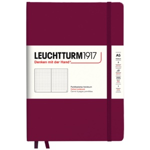LEUCHTTURM1917 Notebook Medium A5 Hardcover 5-3/4"x8-1/4" Dot Port Red
