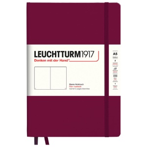 LEUCHTTURM1917 Notebook Medium A5 Hardcover 5-3/4"x8-1/4" Plain Port Red