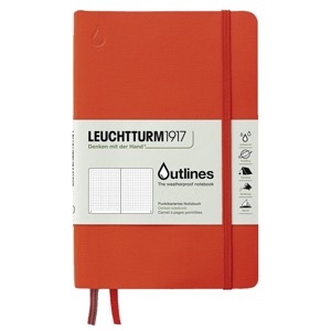 LEUCHTTURM1917 Outlines Weatherproof B6+ Notebook 5"x7-1/2" Dot Sig. Orange