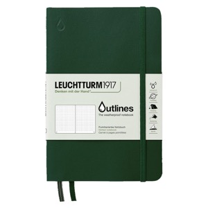 LEUCHTTURM1917 Outlines Weatherproof B6+ Notebook 5"x7-1/2" Dot Walden Green