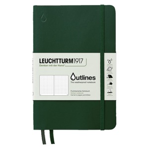 Leuchtturm1917 B6+ Outlines Weatherproof Notebook Dot 5"x7.5" Walden Green