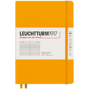 LEUCHTTURM1917 Notebook Medium A5 Hardcover 5-3/4"x8-1/4" Ruled Rising Sun