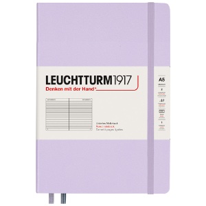 LEUCHTTURM1917 Notebook Medium A5 Hardcover 5-3/4"x8-1/4" Ruled Lilac