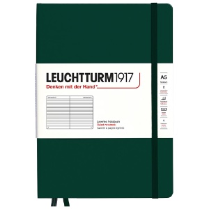 Leuchtturm1917 A5 Notebook Medium Hardcover Ruled 5.8"x8.3" Forest Green