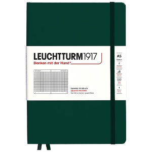 Leuchtturm1917 A5 Notebook Medium Hardcover Square 5.8"x8.3" Forest Green
