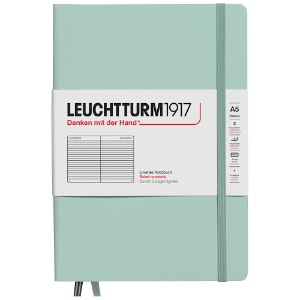 LEUCHTTURM1917 Notebook Medium A5 Hardcover 5-3/4"x8-1/4" Ruled Mint Green