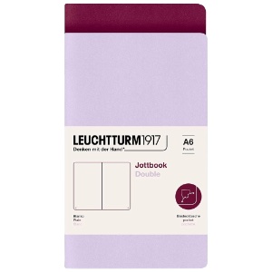 Leuchtturm1917 A6 Jottbook Double Plain 2 Pack 3.5"x6" Lilac/Port Red