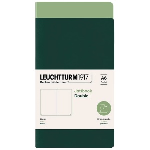 Leuchtturm1917 A6 Jottbook Double Plain 2 Pack 3.5"x6" Sage/Forest Green