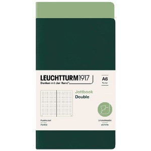 Leuchtturm1917 A6 Jottbook Double Dot 2 Pack 3.5"x6" Sage/Forest Green