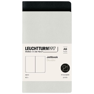 Leuchtturm1917 A6 Jottbook Double Plain 2 Pack 3.5"x6" Light Grey/Black