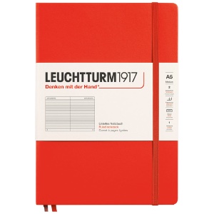 LEUCHTTURM1917 Notebook Medium A5 Hardcover 5-3/4"x8-1/4" Ruled Lobster
