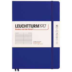 LEUCHTTURM1917 Notebook Medium A5 Hardcover 5-3/4"x8-1/4" Ruled Ink