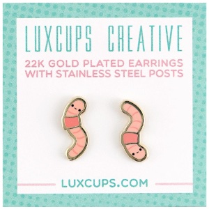 LuxCups Creative Enamel Earrings Earthworms