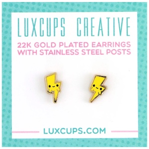 LuxCups Creative Enamel Earrings Lightning Bolt