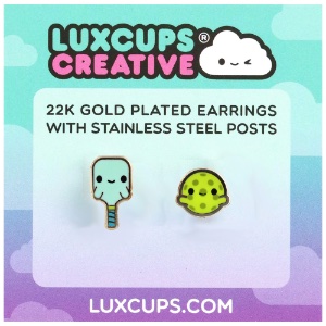 LuxCups Creative Enamel Earrings Pickleballer