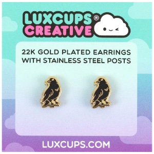 LuxCups Creative Enamel Earrings Raven