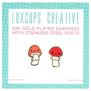 LuxCups Creative Enamel Earrings Mushroom Friends