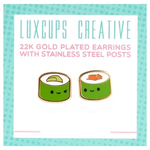 LuxCups Creative Enamel Earrings Sushi