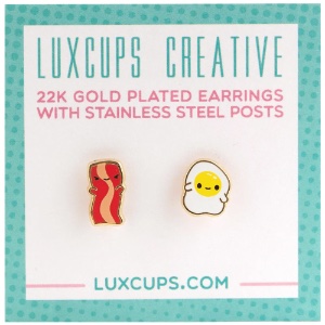 LuxCups Creative Enamel Earrings Egg & Bac-Y