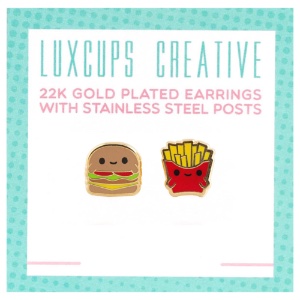 LuxCups Creative Enamel Earrings Fast Food