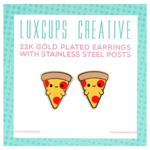 LuxCups Creative Enamel Earrings Pizza Face
