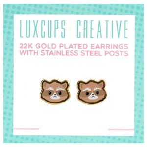 LuxCups Creative Enamel Earrings Raccoon