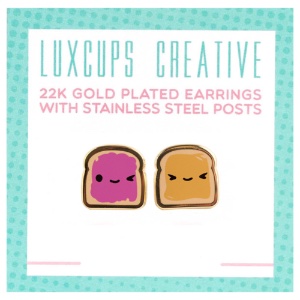 LuxCups Creative Enamel Earrings PB & J Buds