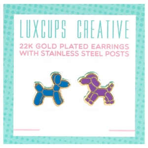 LuxCups Creative Enamel Earrings Balloon Dogs