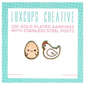LuxCups Creative Enamel Earrings Chicken Or The Egg