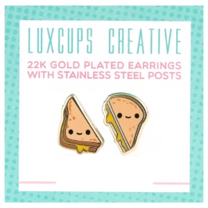LuxCups Creative Enamel Earrings Grilled Cheese