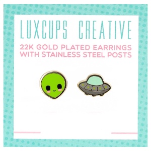 LuxCups Creative Enamel Earrings Alien