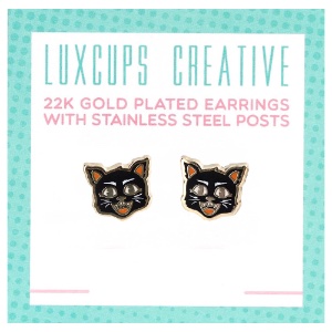 LuxCups Creative Enamel Earrings Black Cats