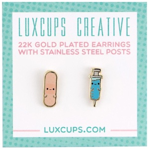 LuxCups Creative Enamel Earrings Blood Donor Buds