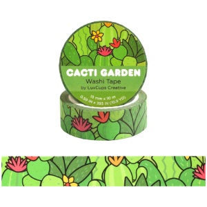 LuxCups Creative Washi Tape 15mm Cacti Garden